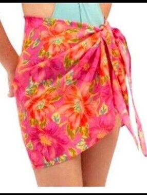 Beach Riot Melanie Sarong Miami Peony Pink Floral Pareo Swim Cover Up OS